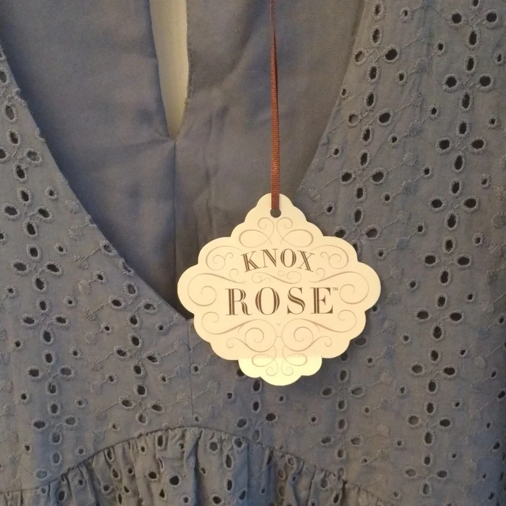 Knox Rose Women's Blue Eyelet Dress, Size XL, 100% Cotton. - Picture 15 of 16